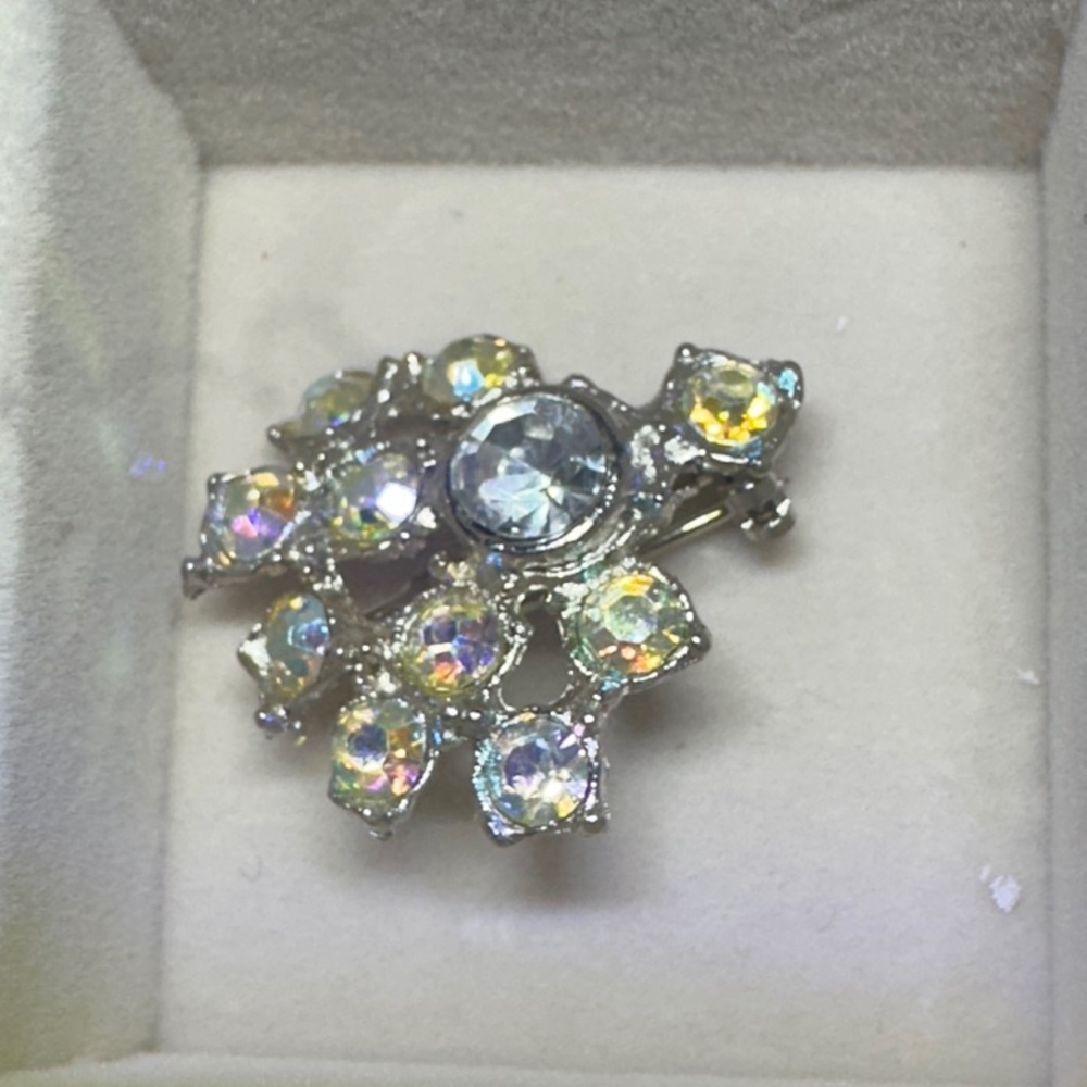Elegant Silver Crystal Brooch